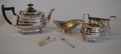 Silver sugar bow & various silver plate