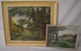 Kathleen Tyson oil on canvas of The Lisle Oak Moyles Court Ringwood Hampshire & Sm oil on canvas