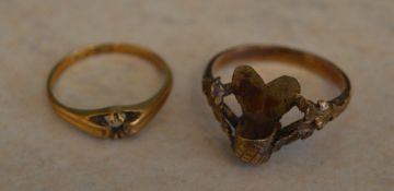 18ct gold ring & 14 ct gold rings, total