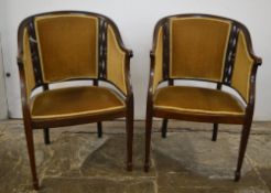 Pair of Edwardian high back tub chairs