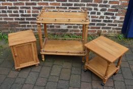 Pine trolley with galleries, bedside cab