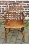 Windsor chair with yew wood hoop back &