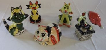 Various Lorna Bailey comical cat figures
