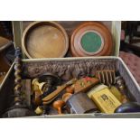 Suitcase of treen items