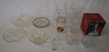 Glass decanters, bowls, Babycham glass e