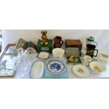Various items inc Wedgwood, glass decant