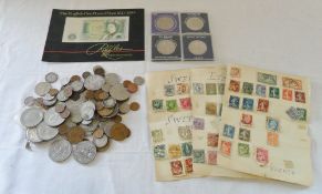 Various coins and stamps