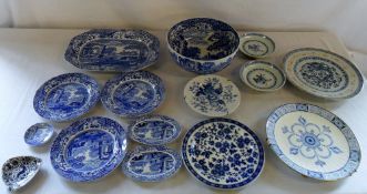 Various blue and white ceramics inc Spod