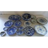 Various blue and white ceramics inc Spod