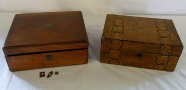 Small Victorian wooden writing slope & w