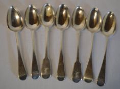 7 large silver spoons, x2 London 1854, x