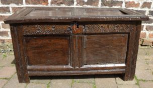 Small late 17th century oak coffer on st