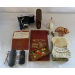 Assorted items inc hat pins, spectacles,