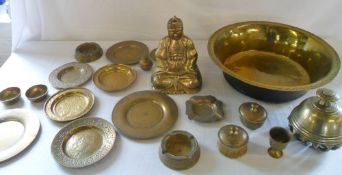 Assorted brass ware inc Buddha and large