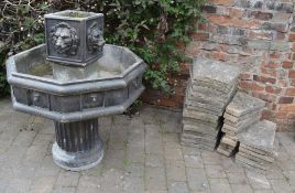 Large cast concrete water feature with c
