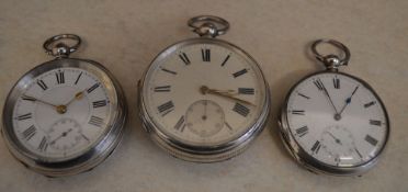 3 silver pocket watches, one marked 'Fin