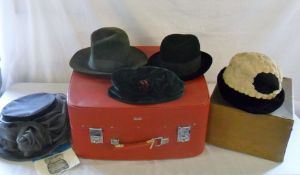 Various ladies hats and hat boxes inc He