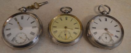 3 silver pocket watches (one with champa