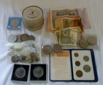 Mixture of coins and notes plus 1937 Cro