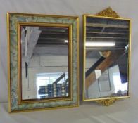 Gilt framed mirror H 27" & bevelled mirr