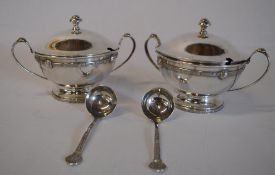 Pair of silver sauce tureens with matchi