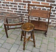 Folding oak stand, stool & stool missing