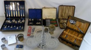 Selection of silver plate inc cased cutl