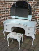 Kidney shape dressing table and stool