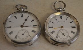 2 silver pocket watches 'H E Peck, Londo