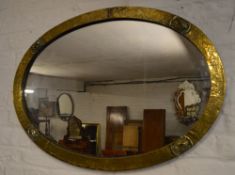 Arts & crafts brass wall mirror L 80 cm