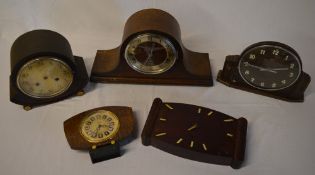 1930s Napoleon mantle clock & 4 other cl