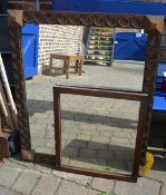 2 oak mirrors 71 cm x 86 cm and 98 cm x