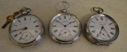3 silver pocket watches, 'The Capped Lev