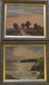2 oil on boards by Clive R Browne signed