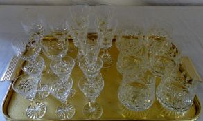 Various cut glass drinking glasses