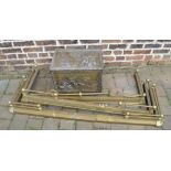 Brass log box & 3 brass fenders