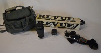 Canon AV-1 camera, Vivitar lenses, carry