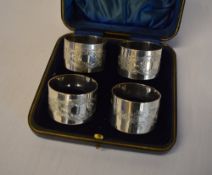 4 cased silver napkin rings, Sheffield,