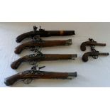 Selection of replica flintlock pistols