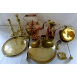 Brass and copper ware inc candlesticks,