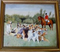 Oil on board of a huntsman and hounds wi