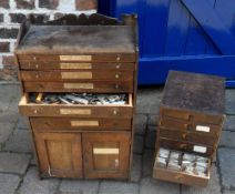 Two clock makers cabinets containing ass