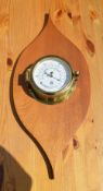 Modern mounted brass ships barometer