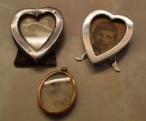 2 Silver miniature heart frames & one ot