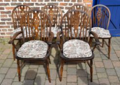 6 wheel back chairs inc 2 carvers