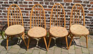 4 Ercol light elm high back dining chair