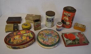 Various old tins including McVities, Hac