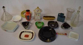 Ceramic pub ashtrays, ships decanter (no