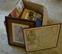 Box of prints, pictures & Ian Fleming Ja