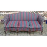 Striped sofa with scroll ball & claw fee